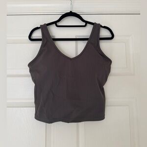 Senita Athletics | Abby Padded Rib Tank | Charcoal Gray | XL